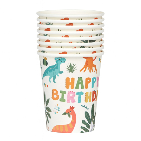 Set 10 Pahare, , Imprimeu cu Dinozaurii, din Carton, 250 ml, 7.5 x 8.5 x 5.2 cm, Multicolor [2]