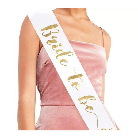 Set 10 Panglici Bride to Be si Team Bride, , din Panza, Alb/Roz [2]