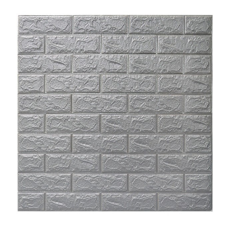 Set 10 Placi de Tapet, , Autoadezive, 70 x 77 cm, 2.5 mm Grosime, Suprafata Acoperita 5.3 mp, din PVC, Model Caramida, Argintiu [4]