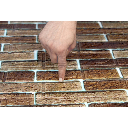 Set 10 Placi de Tapet, , Autoadezive, 70 x 77 cm, 2.5 mm Grosime, Suprafata Acoperita 5.3 mp, din PVC, Model Caramida, Maro [2]