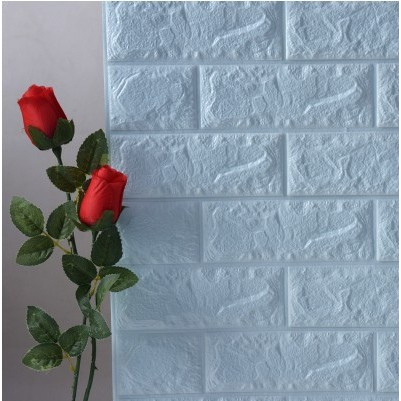 Set 10 Placi de Tapet, , Autoadezive, 70 x 77 cm, 3.5 mm Grosime, Suprafata Acoperita 5.3 mp, din PVC, Model Caramida, Albastru Deschis [6]