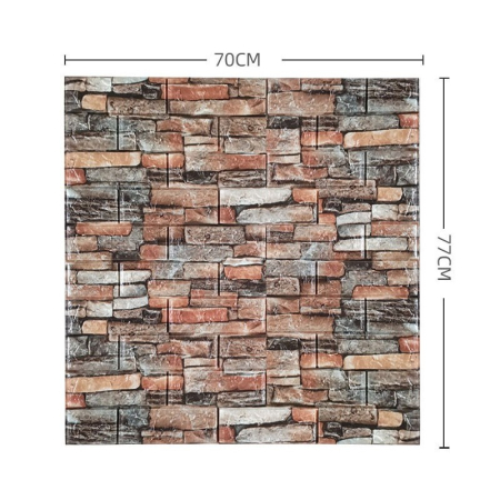 Set 10 Placi de Tapet, , Autoadezive, 70 x 77 cm, 3.5 mm Grosime, Suprafata Acoperita 5.3 mp, din PVC, Model Caramida, Multicolor [4]