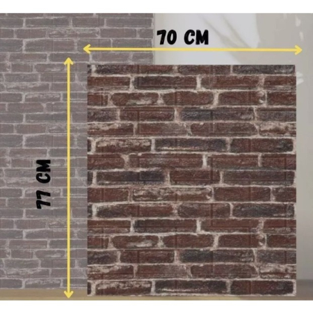 Set 10 Placi de Tapet, , Autoadezive, 70 x 77 cm, 4 mm Grosime, Suprafata Acoperita 5.3 mp, din PVC, Model Caramida Rosie, Caramiziu [5]