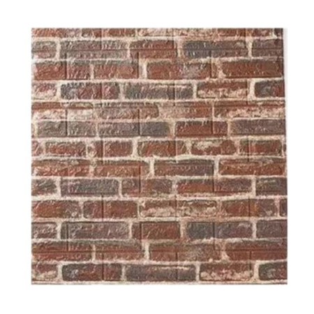 Set 10 Placi de Tapet, , Autoadezive, 70 x 77 cm, 4 mm Grosime, Suprafata Acoperita 5.3 mp, din PVC, Model Caramida Rosie, Caramiziu [1]