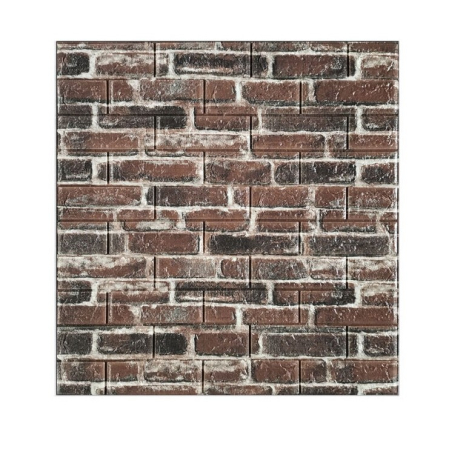 Tapet 3D Autoadeziv - Set 10 Placi de Tapet, , Autoadezive, 70 x 77 cm, 4 mm Grosime, Suprafata Acoperita 5.3 mp, din PVC, Model Caramida Rosie, Caramiziu