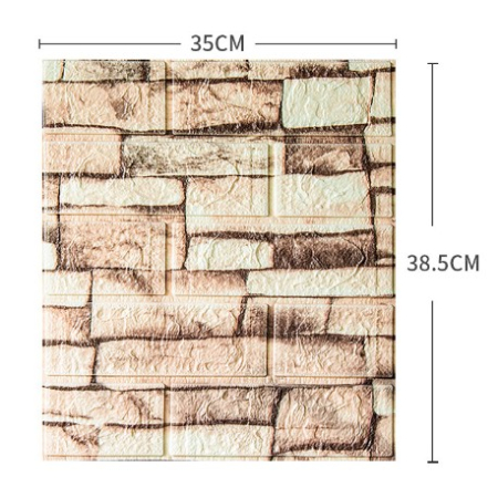 Set 10 Placi Tapet 3D, , 35 x 38 cm, Grosime 3 mm, din Polietilena, Model Caramida, Suprafata acoperita 1.33 mp, Piatra Galbena [4]