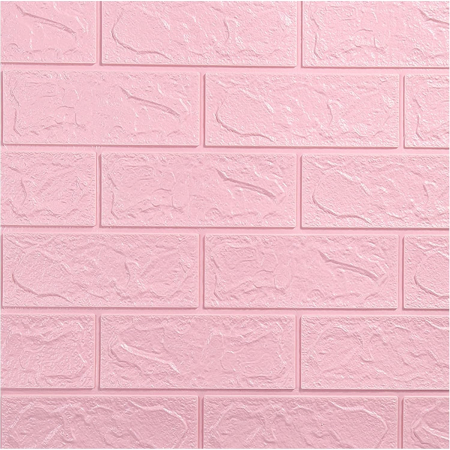 Set 10 Placi Tapet 3D, , 35 x 38 cm, Grosime 3 mm, din Polietilena, Model Caramida, Suprafata acoperita 1.33 mp, Roz [5]