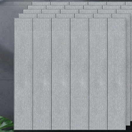Set 10 Placi Tapet 3D, , 70 x 70 cm, Grosime 3 mm, din Rasina, Tip Placi de Lemn, Suprafata Acoperita 4.9 mp, Gri [6]