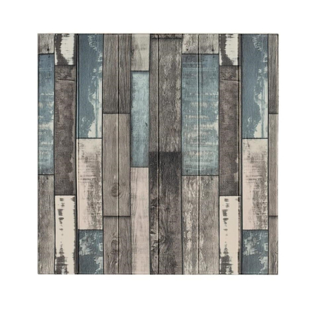 Tapet 3D Autoadeziv - Set 10 Placi Tapet 3D, , 70 x 70 cm, Grosime 3 mm, din Rasina, Tip Placi de Lemn, Suprafata Acoperita 4.9 mp, Gri/Albastru
