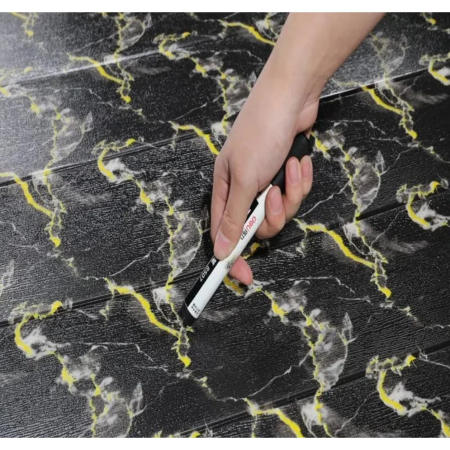 Set 10 Placi Tapet 3D, , 70 x 70 cm, Grosime 3 mm, din Rasina, Tip Placi de Lemn, Suprafata Acoperita 4.9 mp, Negru [4]