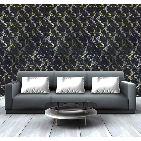 Set 10 Placi Tapet 3D, , 70 x 70 cm, Grosime 3 mm, din Rasina, Tip Placi de Lemn, Suprafata Acoperita 4.9 mp, Negru [3]