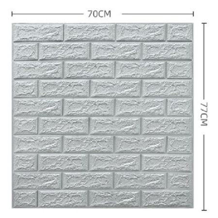 Set 10 Placi Tapet 3D, , 70 x 77 cm, Grosime 3 mm, din Polietilena, Model Caramida, Suprafata acoperita 5.3 mp, Argintiu [3]