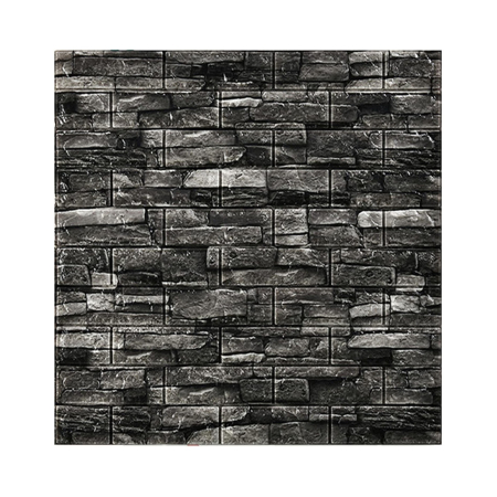 Tapet 3D Autoadeziv - Set 10 Placi Tapet 3D, , 70 x 77 cm, Grosime 3 mm, din Polietilena, Model Caramida, Suprafata acoperita 5.3 mp, Gri Inchis