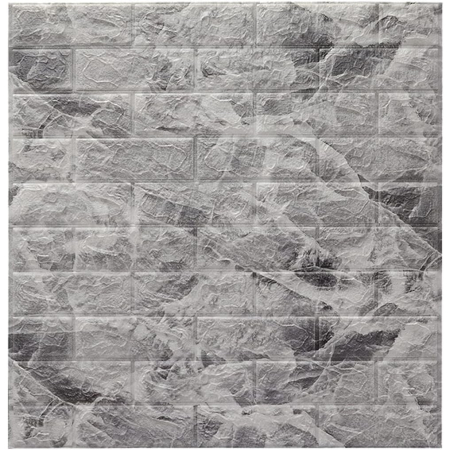 Set 10 Placi Tapet 3D, , 70 x 77 cm, Grosime 3 mm, din Polietilena, Model Caramida, Suprafata acoperita 5.3 mp, Marmura Gri [4]
