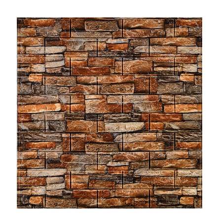 ✨TOATE PRODUSELE✨ - Set 10 Placi Tapet 3D, , 70 x 77 cm, Grosime 3 mm, din Polietilena, Model Caramida, Suprafata acoperita 5.3 mp, Piatra Rosie