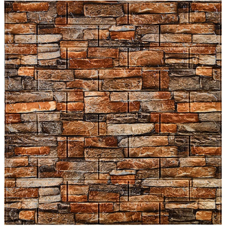 Set 10 Placi Tapet 3D, , 70 x 77 cm, Grosime 3 mm, din Polietilena, Model Caramida, Suprafata acoperita 5.3 mp, Piatra Rosie [4]