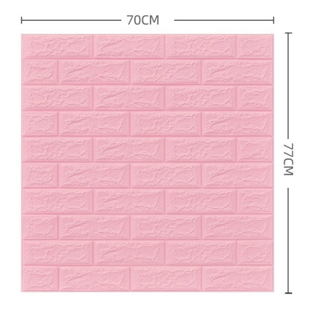 Set 10 Placi Tapet 3D, , 70 x 77 cm, Grosime 3 mm, din Polietilena, Model Caramida, Suprafata acoperita 5.3 mp, Roz [7]