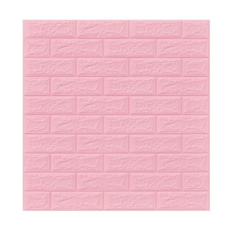 Tapet 3D Autoadeziv - Set 10 Placi Tapet 3D, , 70 x 77 cm, Grosime 3 mm, din Polietilena, Model Caramida, Suprafata acoperita 5.3 mp, Roz