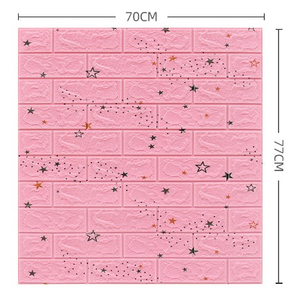 Set 10 Placi Tapet 3D, , 70 x 77 cm, Grosime 3 mm, din Polietilena, Tip Caramida, Model Stele, Suprafata acoperita 5.3 mp, Roz [1]