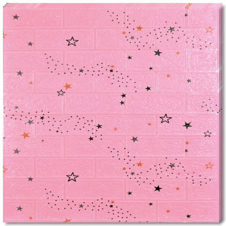 Set 10 Placi Tapet 3D, , 70 x 77 cm, Grosime 3 mm, din Polietilena, Tip Caramida, Model Stele, Suprafata acoperita 5.3 mp, Roz [5]