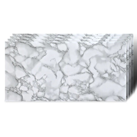 Set 10 Placi Tapet, , 60 x 30 cm, Grosime 1.5 mm, din PVC, Model Imitatie de Marmura, Suprafata acoperita 1.8 mp, Gri [2]