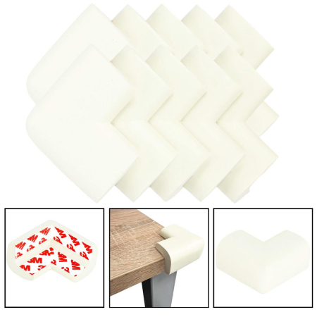 Set 10 protectii colturi pentru siguranta copii, 60x35mm, spuma EPE, crem [9]