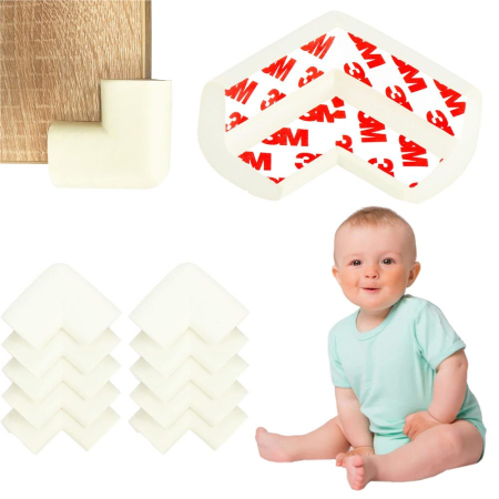 Set 10 protectii colturi pentru siguranta copii, 60x35mm, spuma EPE, crem [14]