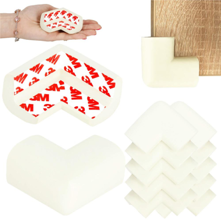 Set 10 protectii colturi pentru siguranta copii, 60x35mm, spuma EPE, crem [15]