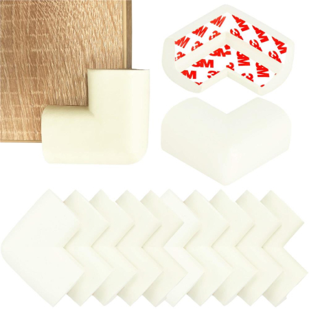 Set 10 protectii colturi pentru siguranta copii, 60x35mm, spuma EPE, crem [12]