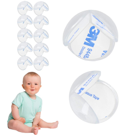 Set 10 protectii colturi pentru siguranta copii, drepte, 40x20mm, silicon, transparent [20]