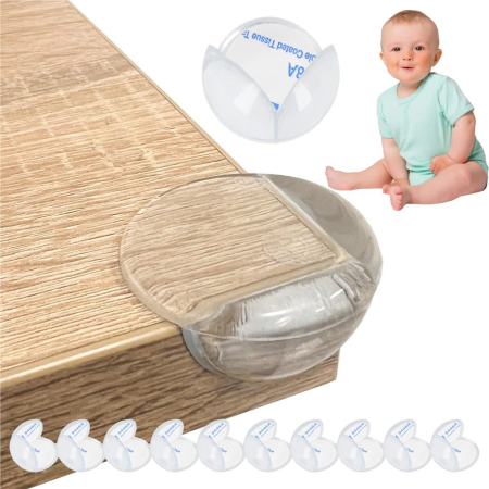 Set 10 protectii colturi pentru siguranta copii, drepte, 40x20mm, silicon, transparent [15]