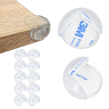 Set 10 protectii colturi pentru siguranta copii, drepte, 40x20mm, silicon, transparent [19]