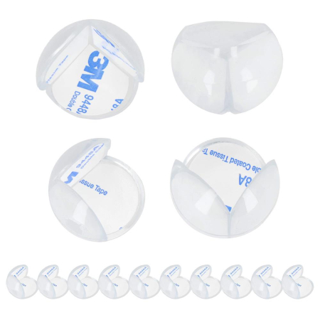 Set 10 protectii colturi pentru siguranta copii, drepte, 40x20mm, silicon, transparent [21]