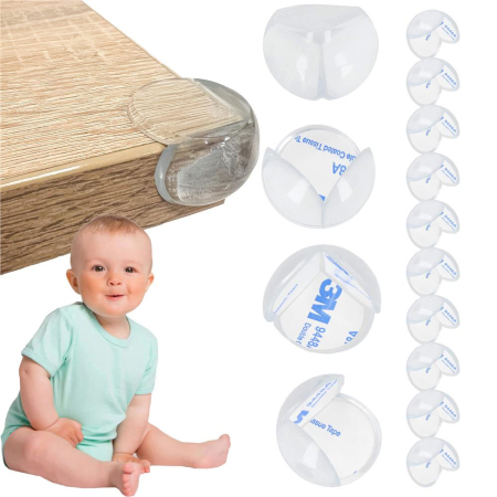 Set 10 protectii colturi pentru siguranta copii, drepte, 40x20mm, silicon, transparent [16]