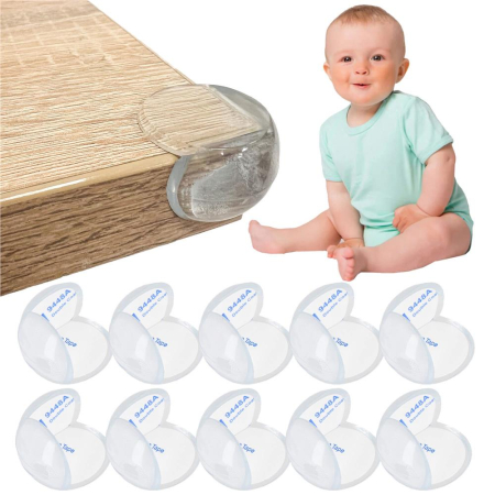 Set 10 protectii colturi pentru siguranta copii, drepte, 40x20mm, silicon, transparent [14]