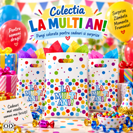 Set 10 pungi cadou La Multi Ani ORIGINAL DEALS