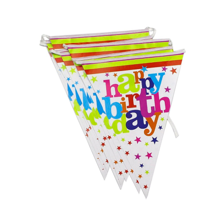 Set 10 Stegulete Tip Banner, , Colectia Happy Birthday, 270 cm Lungime, din Hartie Cretata, Multicolor [1]
