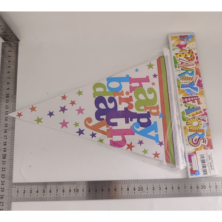 Set 10 Stegulete Tip Banner, , Colectia Happy Birthday, 270 cm Lungime, din Hartie Cretata, Multicolor [4]
