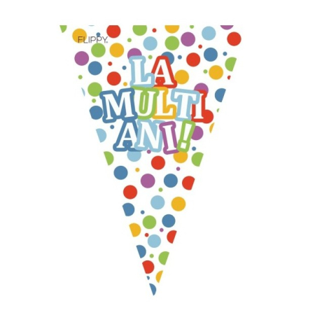 Accesorii Petrecere - Set 10 Stegulete Tip Banner, , Colectia LA MULTI ANI , 270 cm Lungime, din Hartie Cretata, Multicolor