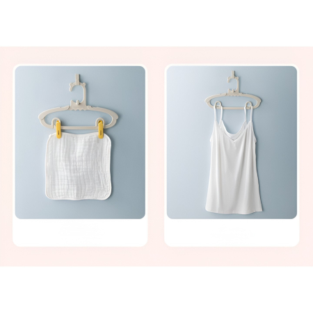 Set 10 Umerase pentru Copii, , Potrivite pentru Uscarea si Depozitarea Hainelor de Bebelusi, 28x16.7 cm, Crem [3]