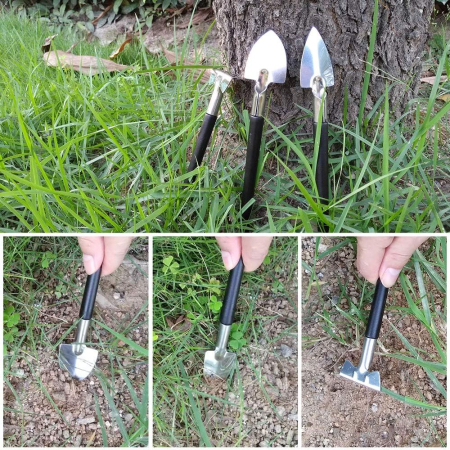 Set 10 Unelte de Gradina, , pentru Plantare Prelucrare Sol si Ingrijire Plante, Manere Negre, Material PVC si Otel Inoxidabil, Cutie Inclusa, 37x28x7 cm, Negru [6]