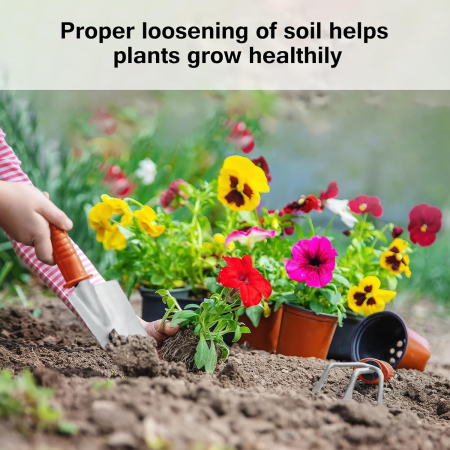 Set 10 Unelte de Gradina, , pentru Plantare Prelucrare Sol si Ingrijire Plante, Manere Portocalii, Material PVC si Otel Inoxidabil, Cutie Inclusa, 37x28x7 cm, Negru [3]