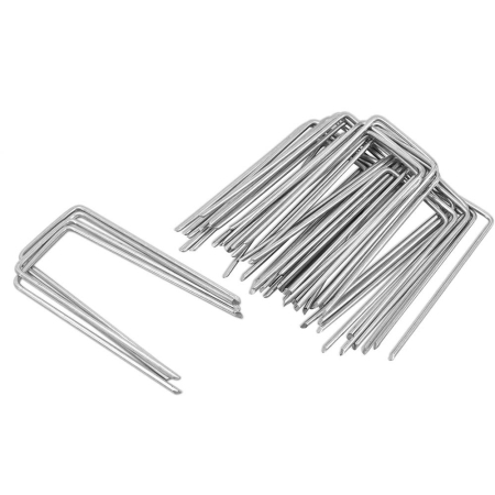 Set 100 ancore metalice pentru fixare agrotextil, 15x7 cm, argintiu [2]