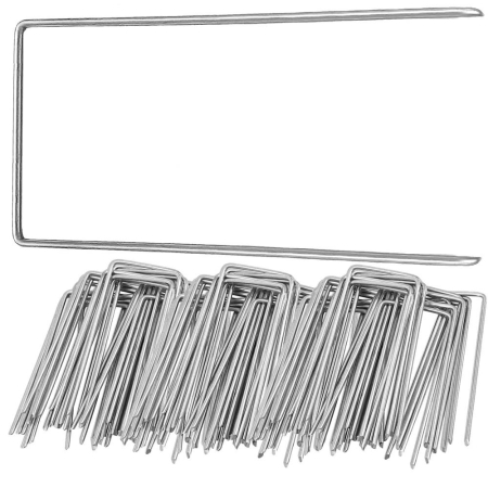 Set 100 ancore metalice pentru fixare agrotextil, 15x7 cm, argintiu [7]