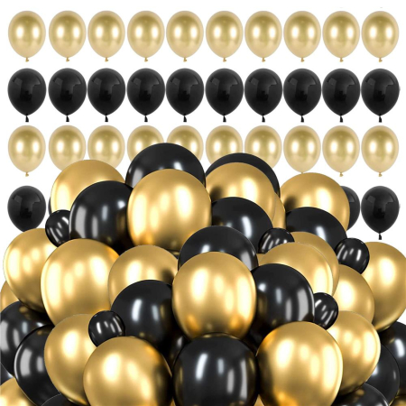 Set 100 baloane pentru petrecere, 40cm, negru auriu [11]