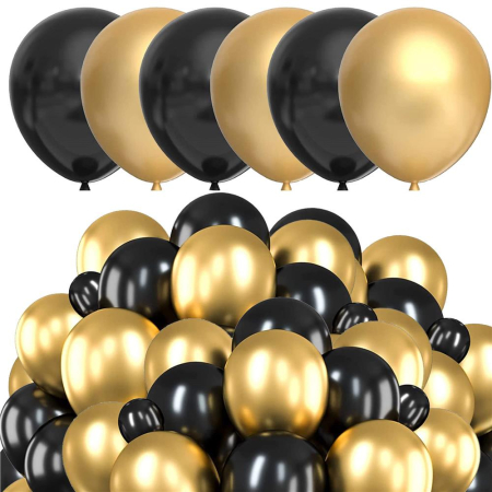 Set 100 baloane pentru petrecere, 40cm, negru auriu [1]