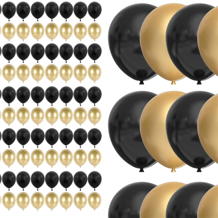 Set 100 baloane pentru petrecere, 40cm, negru auriu [4]