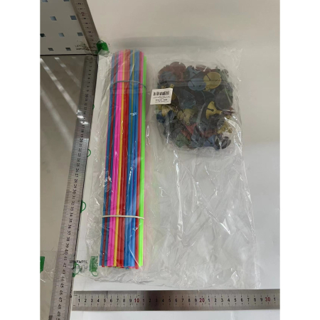 Set 100 Bete cu Rozete pentru Baloane, , Suporturi de plastic, Usor de instalat, Reutilizabil, Pentru aniversare, Nunta, Ziua de Nastere, Decorar, 40 cm, Multicolore [1]