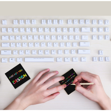 Set 100 de Planse Razuibile, , din Hartie Curcubeu, 2 Creioane din Bambus + 2 Sabloane, +3 Ani, 8.5 x 8.5 cm, Multicolor [2]