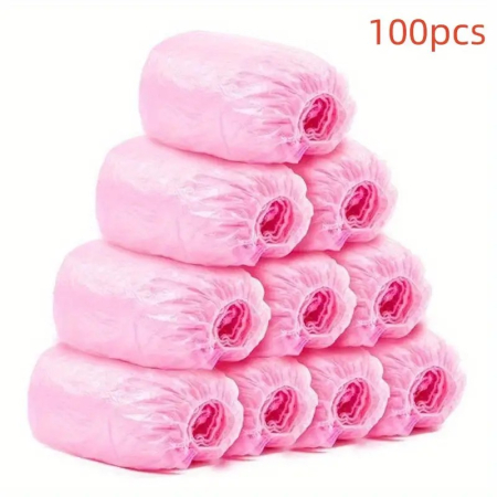 Set 100 Huse de Pantofi Impermeabile de Unica Folosinta, , Universale, Roz, pentru Zile Ploioase [2]